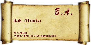 Bak Alexia névjegykártya